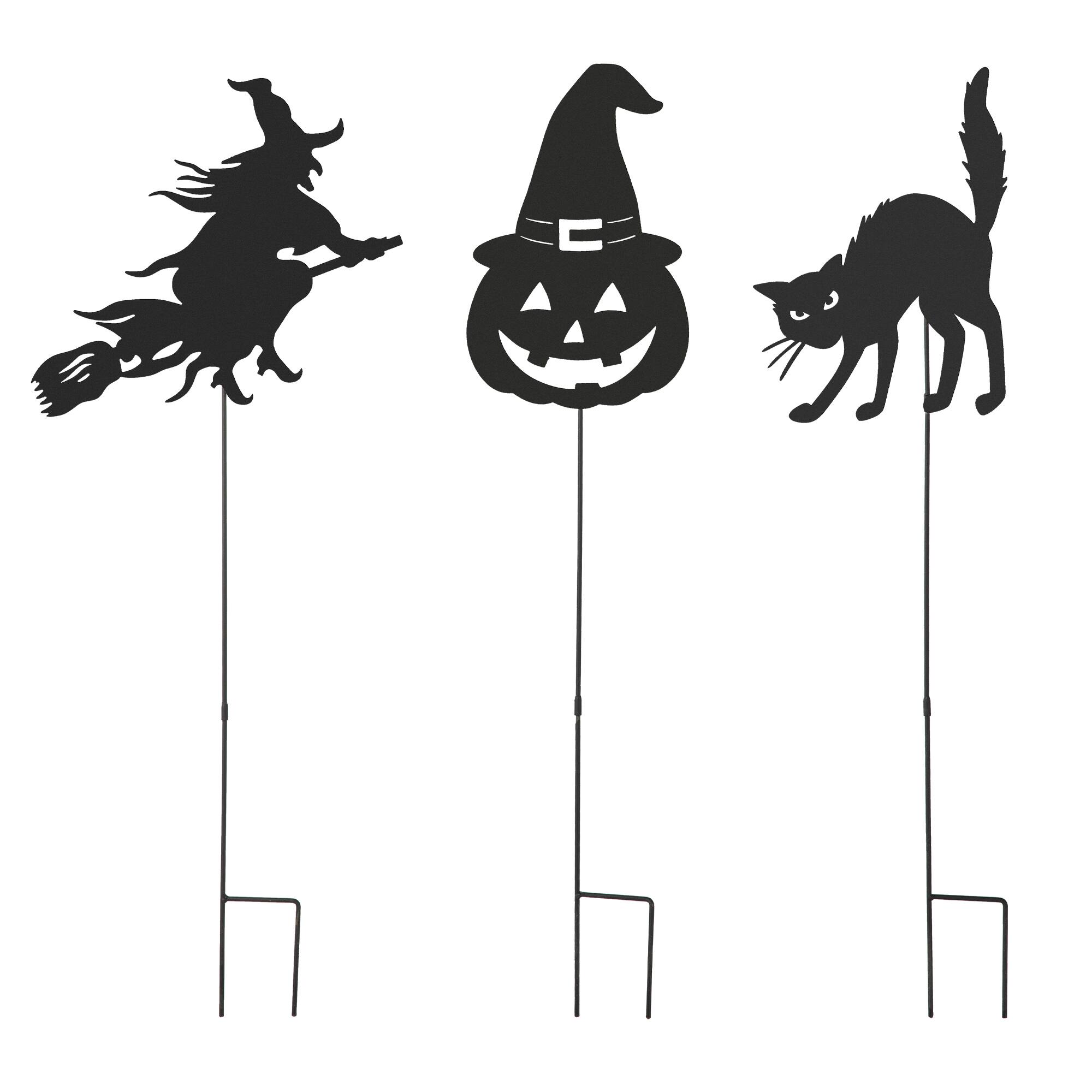 Glitzhome® 36" Halloween Metal Silhouette Yard Stake Or Hanging Décor Set